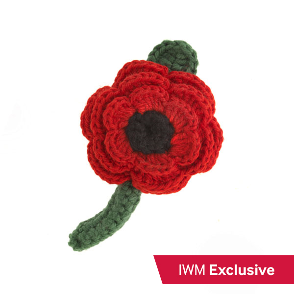 Poppy crocheted brooch