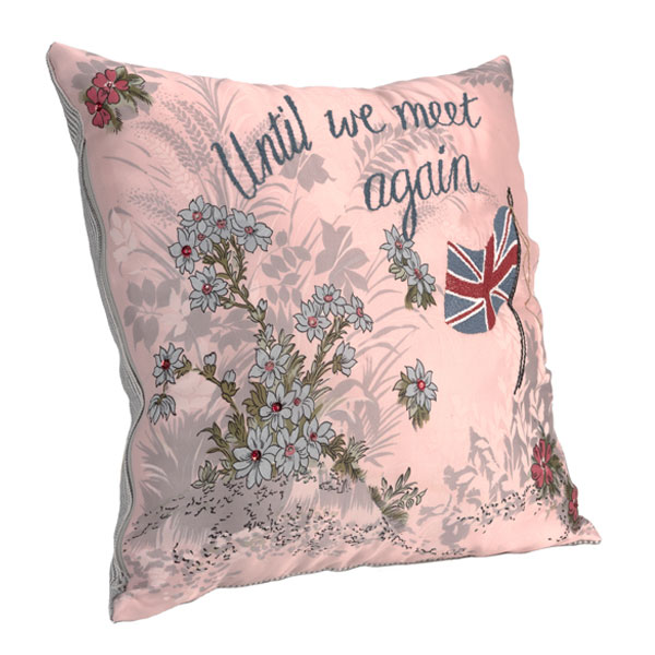 Vintage fabric embroidered cushion