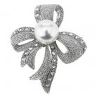 Vintage style bow and pearl brooch