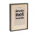 Deeds Not Words framed book page