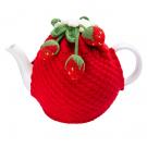 Knitted strawberry teacosy